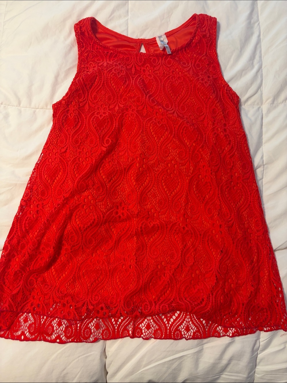 Red Lace Sleeveless Shirt